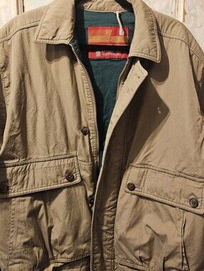 Vintage London Fog Khaki Golf Jacket Men's 42 Long Zip Front Lightweight Bomber